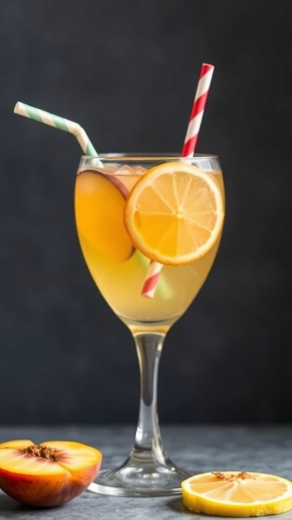 Fancy Peach Lemonade Mocktail Drink Recipes