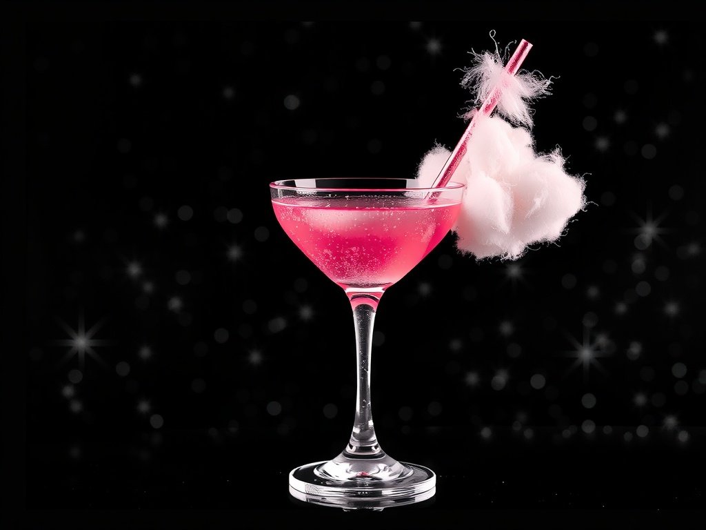 Sparkling Pink Cotton Candy Martini Mocktail Recipe