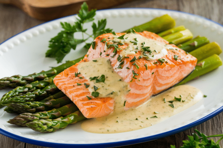 This Creamy Garlic Salmon with Roasted Asparagus Will Make You Feel Fancy in 20 Minutes