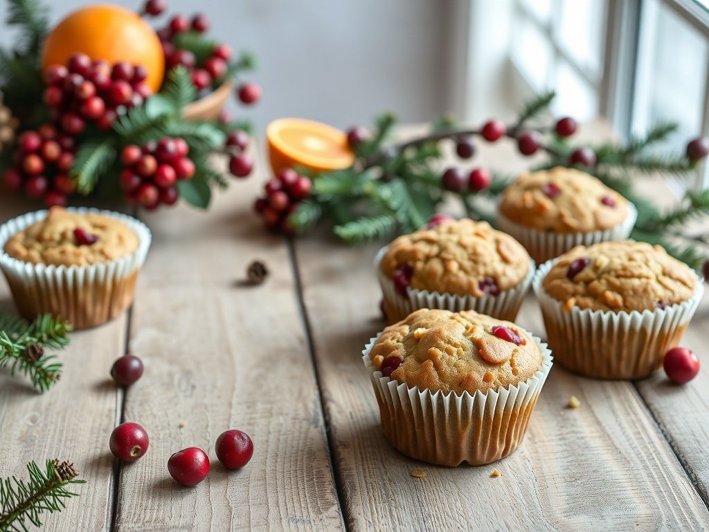 Spiced Cranberry Orange Muffins with fresh cranberries and oranges