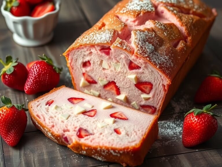 Pink Valentine’s White Chocolate Strawberry Bread Loaf