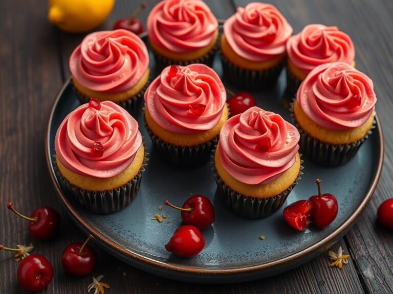 Lemon Cherry Cupcakes with Buttercream Frosting