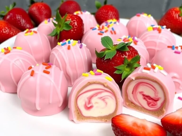 Swirled Strawberry Cheesecake Truffles