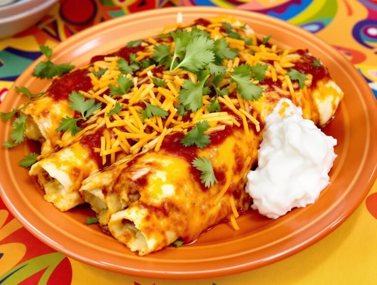 Cheesy Texas Tex Mex Enchiladas Recipe Smothered in Sauce and Melted Cheese