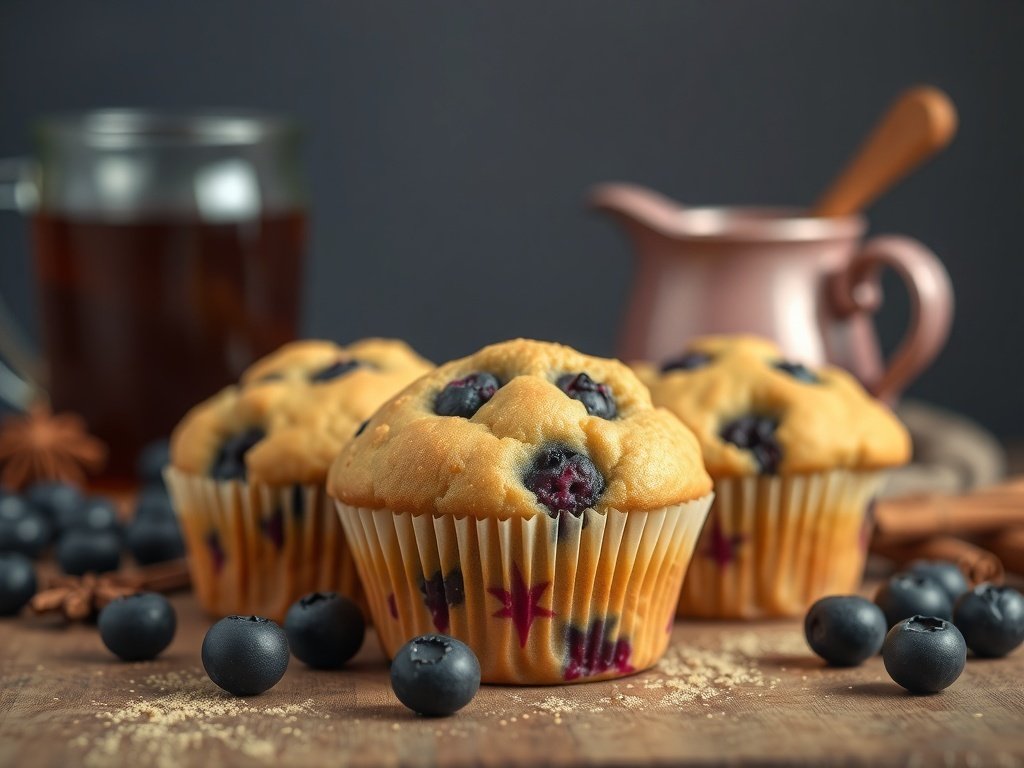 Spiced Chai Blueberry Muffins with blueberries and chai spices